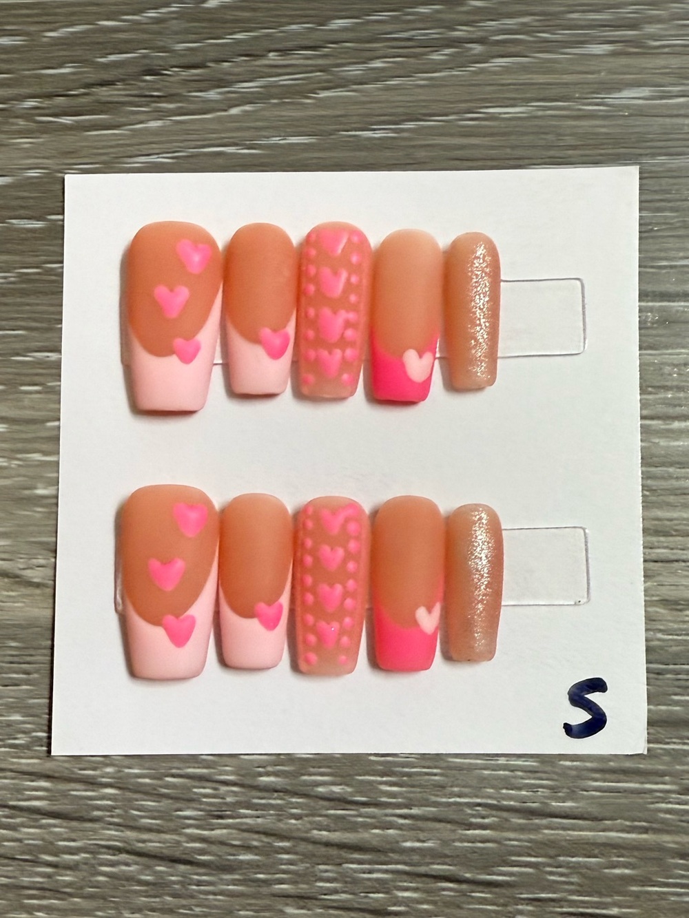 Pink Heart Matte Accent Press-On Nail Set